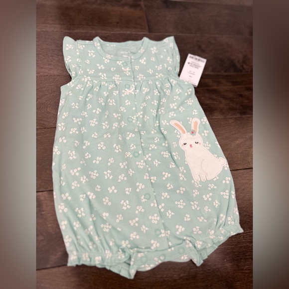🌸 NWT Baby Girl Onesie set/ safari Dress / blue bunny Romper Lot of 3 - Picture 5 of 8